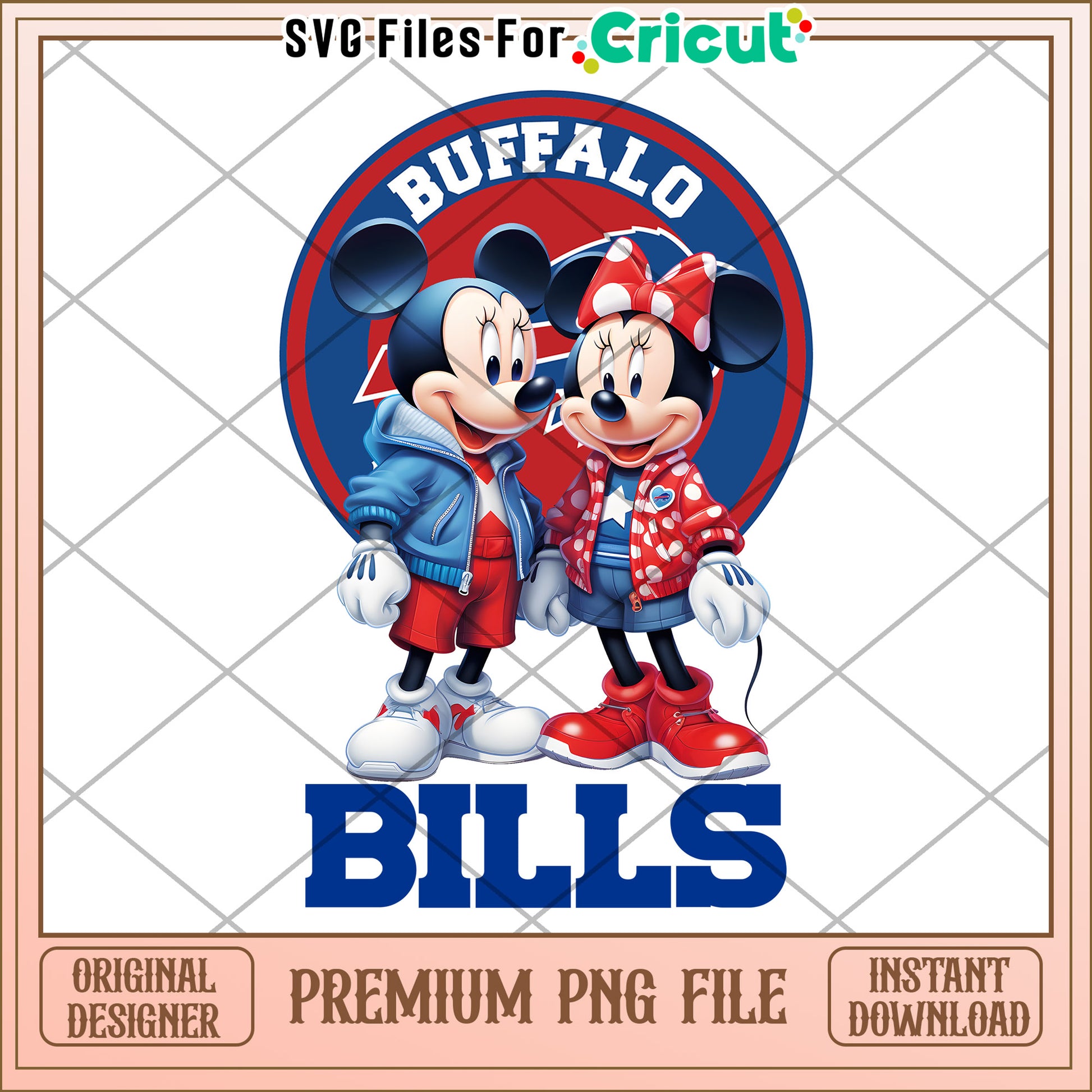 Mickey and Minnie Buffalo Bills PNG, perfect for Cricut projects