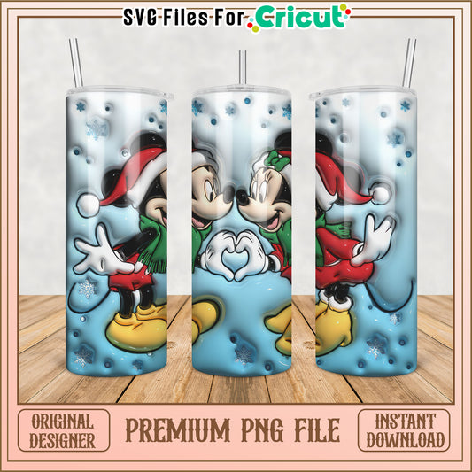 Mickey and Minnie Christmas Tumbler Design PNG for Cricut Crafts