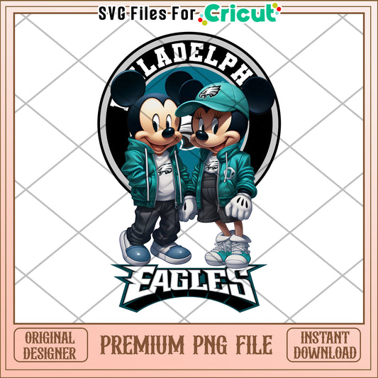 Mickey and Minnie Eagles PNG design, perfect for Cricut projects