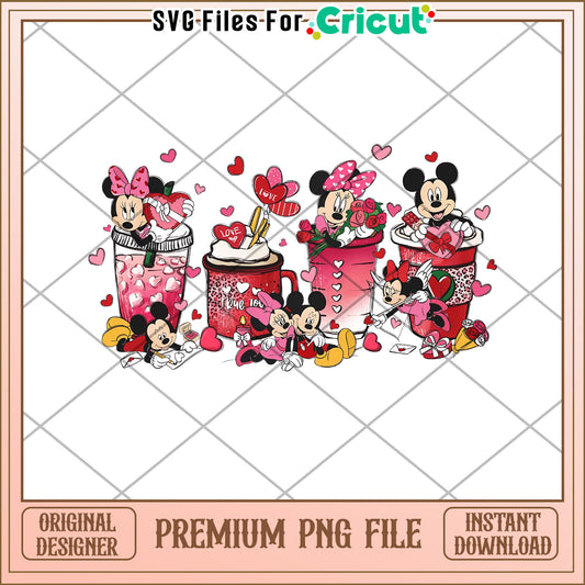 Mickey and Minnie Love Cups PNG Cute Valentine's Design