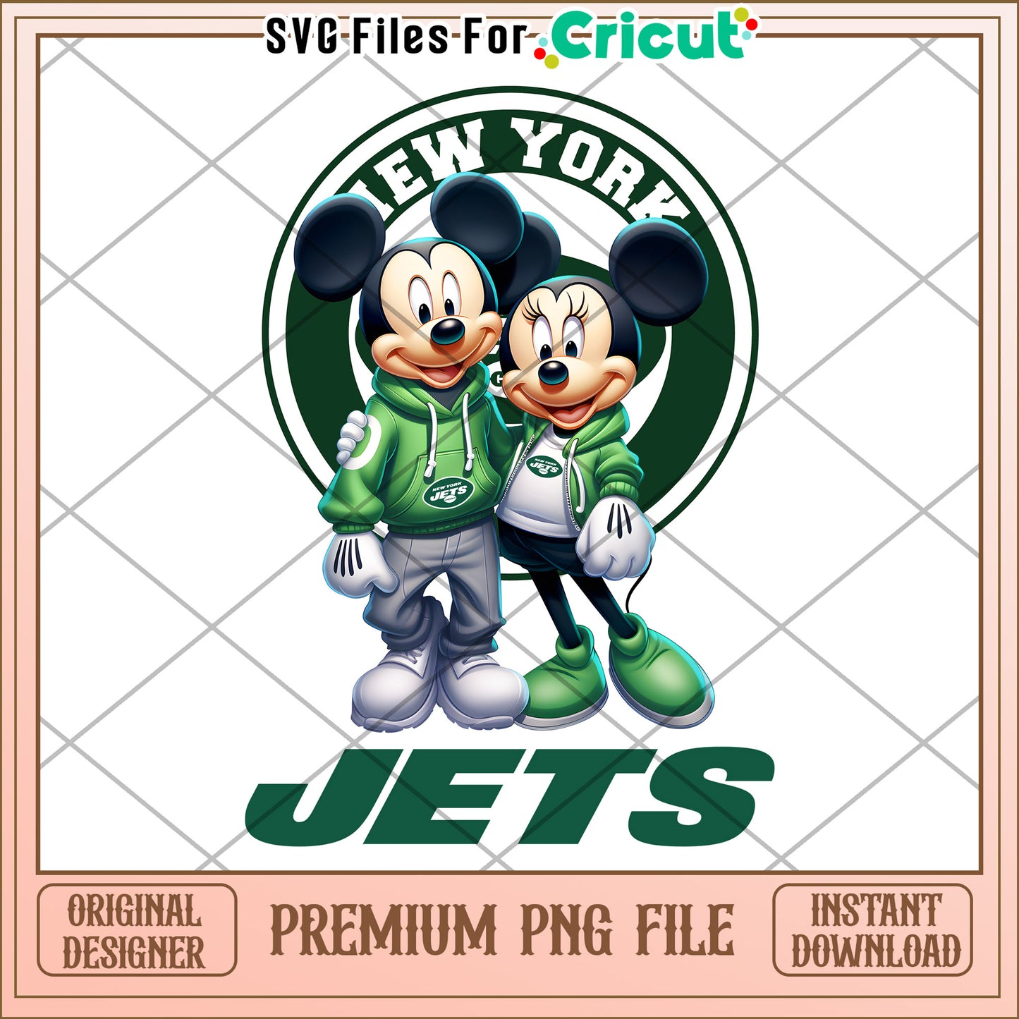 Mickey and Minnie Mouse New York Jets PNG file, perfect for crafts