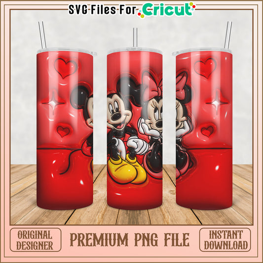Mickey and Minnie Mouse Tumbler Design Premium PNG for Cricut