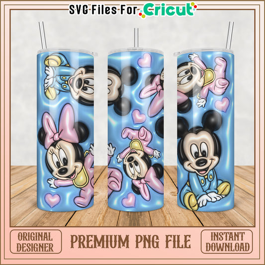 Mickey and Minnie Mouse Tumbler PNG Design for Cricut Projects