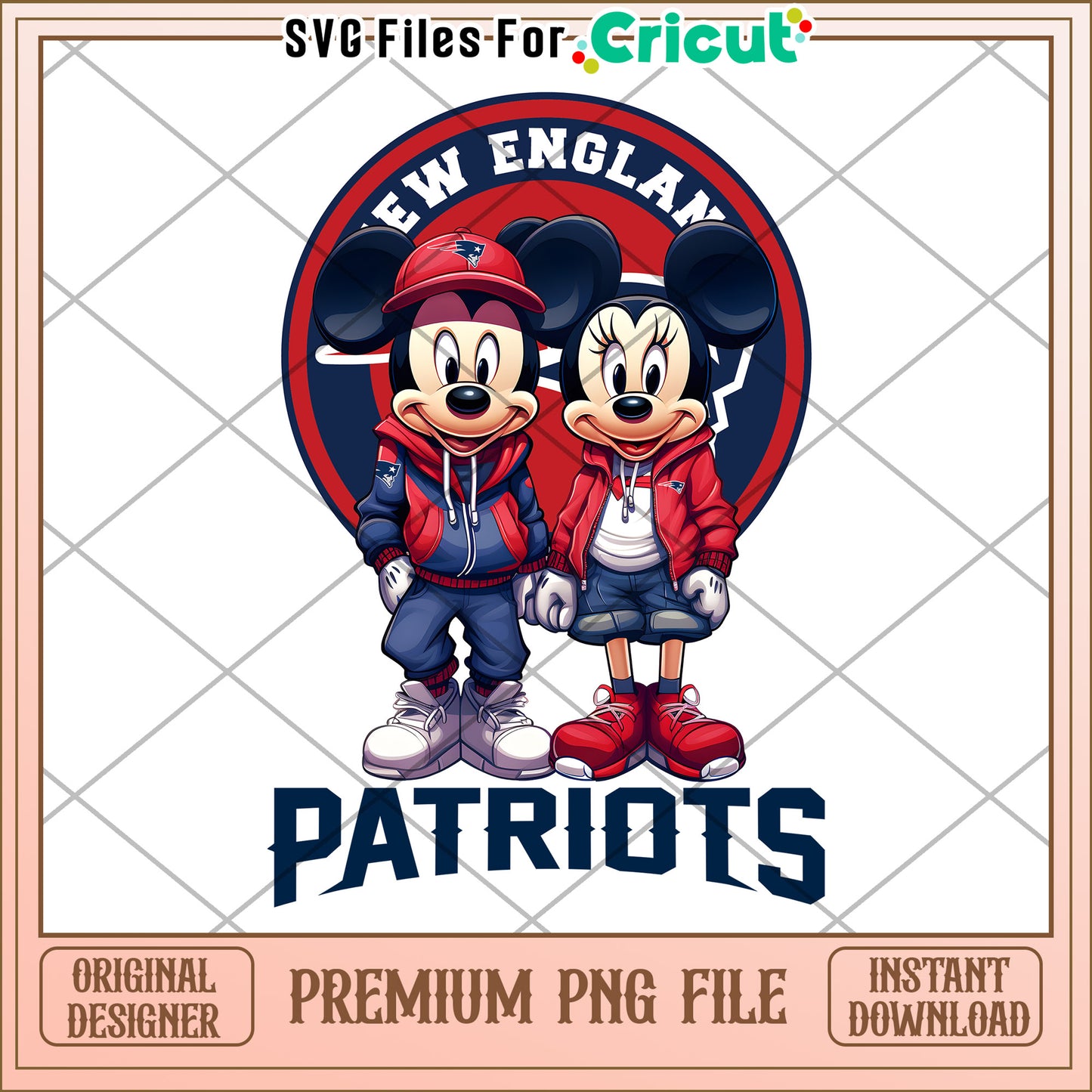 Mickey and Minnie New England Patriots PNG File, perfect for Cricut