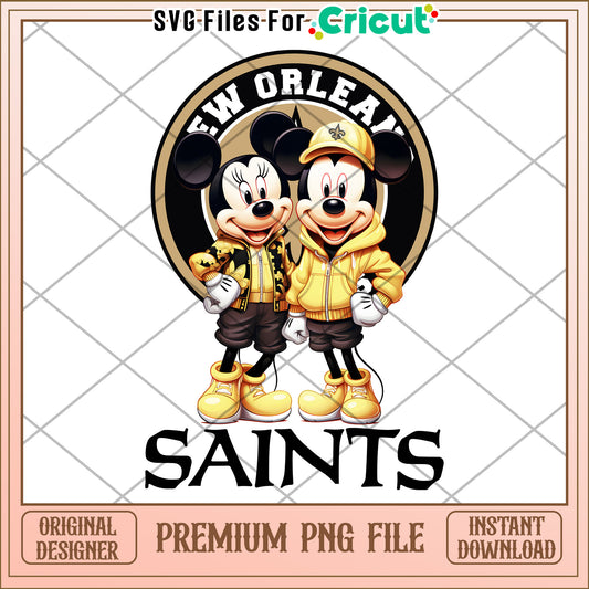 Mickey and Minnie New Orleans Saints PNG file, perfect for Cricut projects