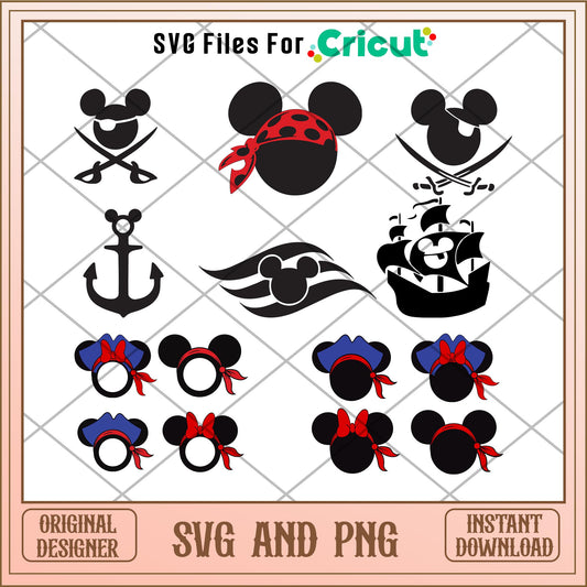 Mickey and Minnie Pirate svg bundle 