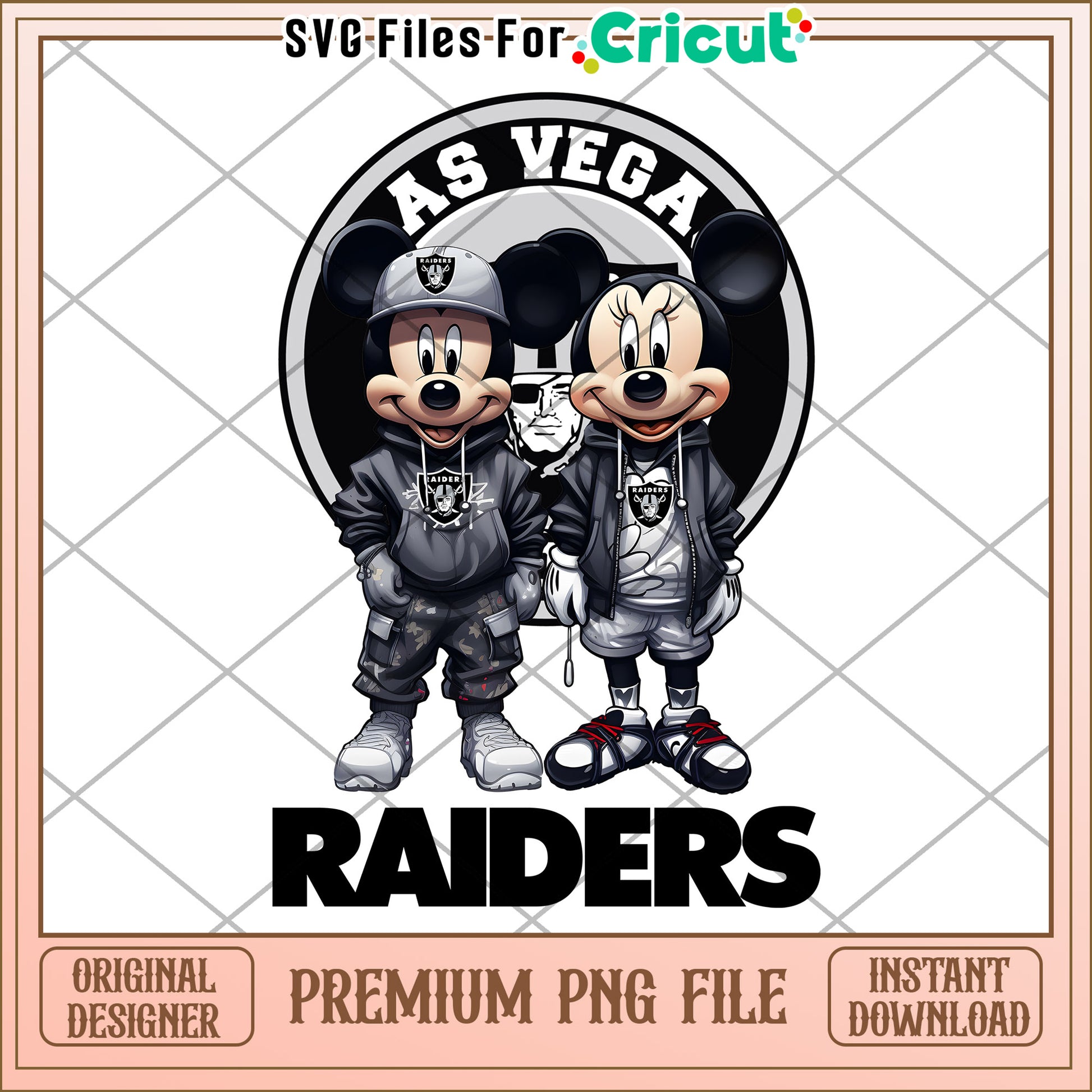 Mickey and Minnie Raiders PNG file for Cricut, premium design download