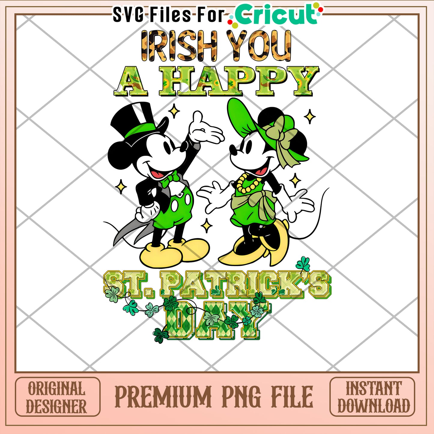 Mickey and Minnie St Patricks Day PNG File Download
