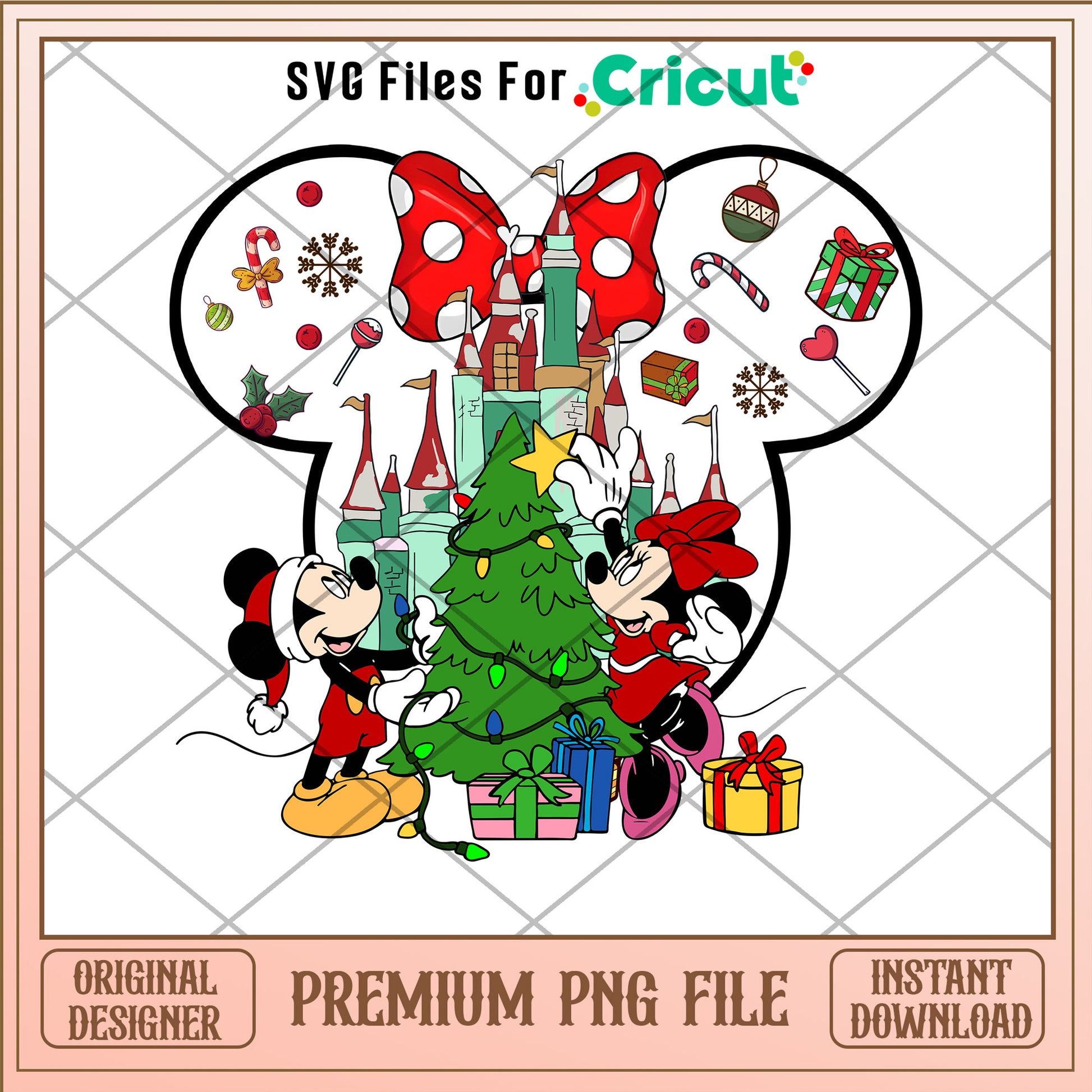 Mickey and Minnie christmas tree png, Minnie head png