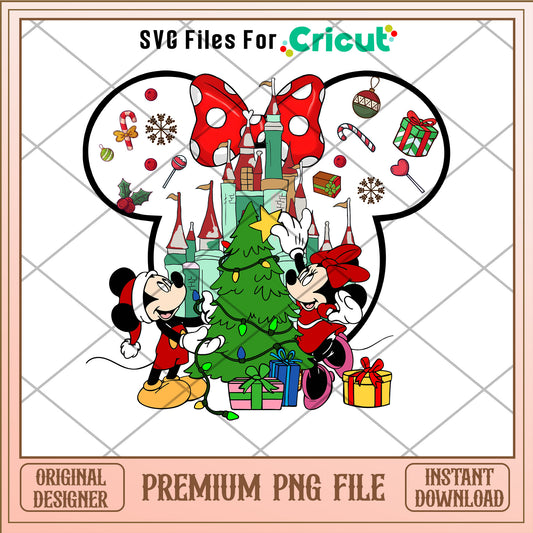 Mickey and Minnie christmas tree png, Minnie head png