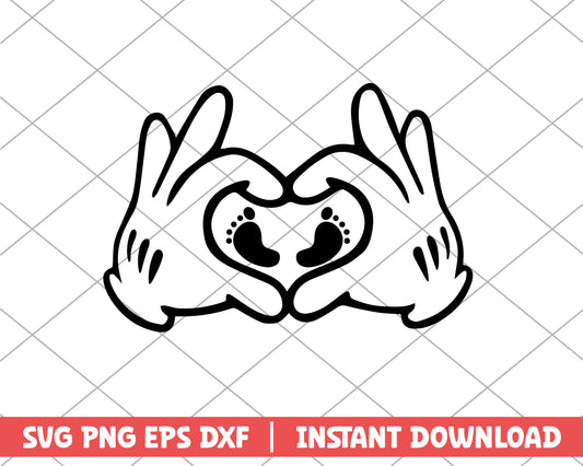 Mickey and baby foot disney svg