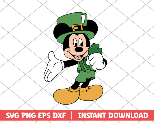 Mickey and clover st.patrick day svg