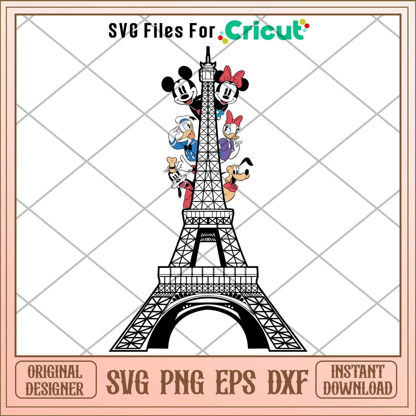 Mickey and friends Eiffel tower svg, disney character svg, digital download 