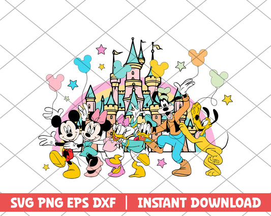 Mickey and friends castle disney svg