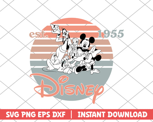 Mickey and friends est 1955 disney retro disney svg