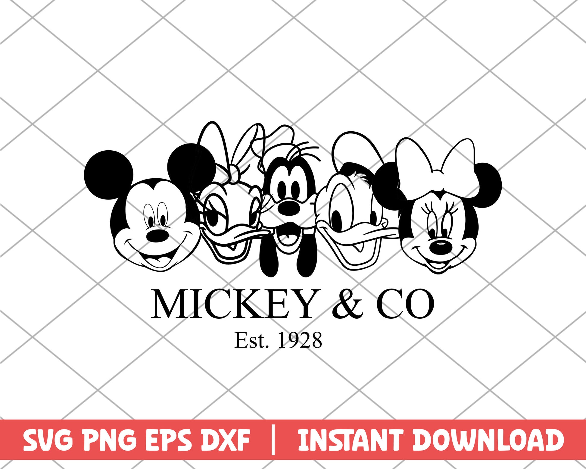 Mickey and friends mickey & co est 1928 disney svg