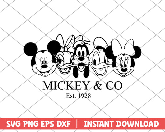 Mickey and friends mickey & co est 1928 disney svg