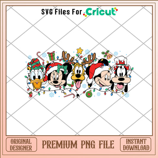 Mickey and friends png, christmas light png, christmas png