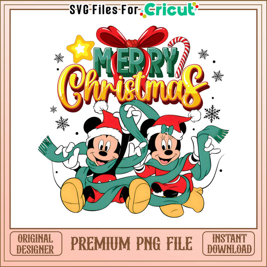 Mickey and minnie merry christmas png, mickey and minnie holding hands​ png