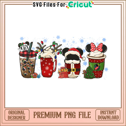 Mickey and minnie mouse cup merry christmas png, minnie and mickey​ png