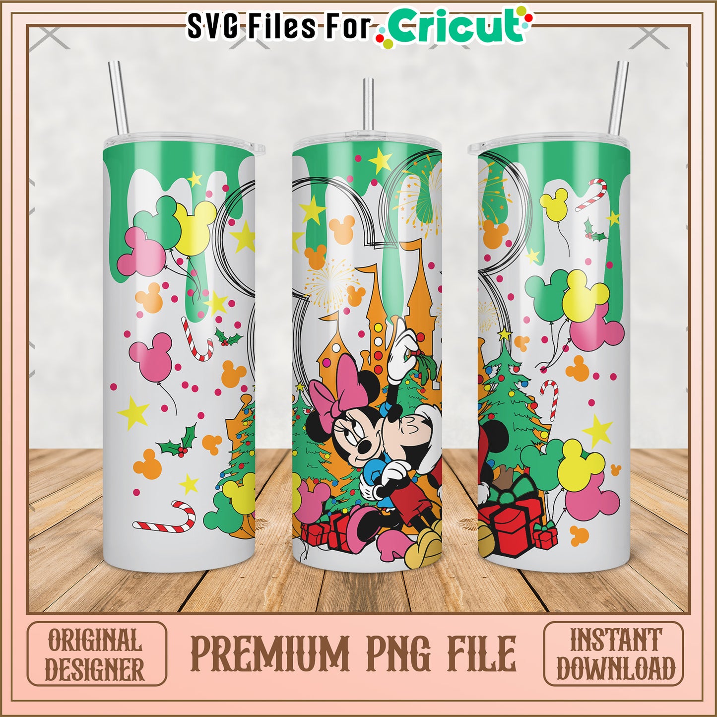 Mickey and minnie mouse tumbler png, christmas design png, funny santa claus png