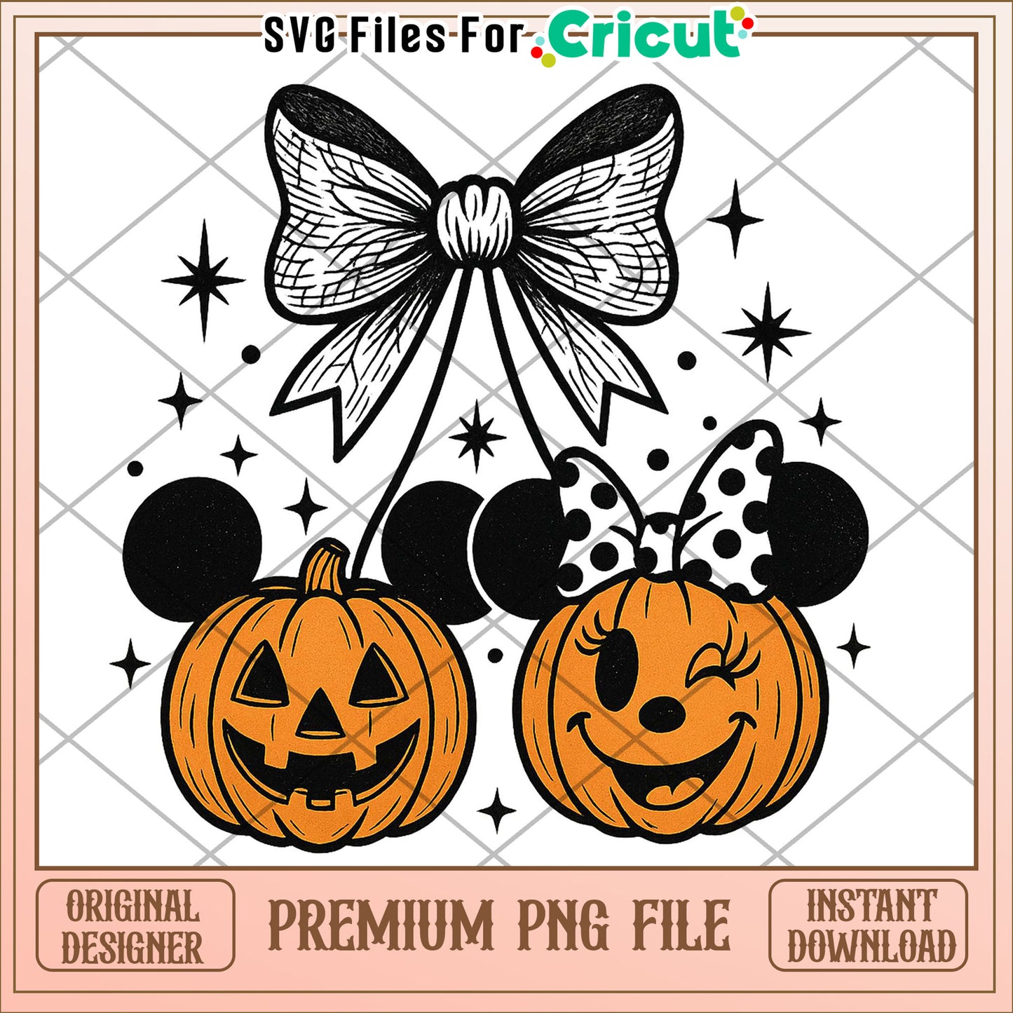 Mickey and minnie pumpkin cherry png, spooky halloween png, halloween season png