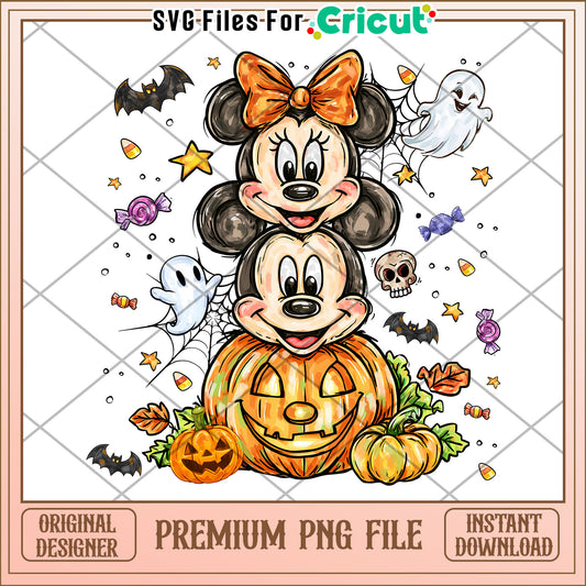 Mickey and minnie pumpkins png, halloween wallpaper​ png, halloween pumpkin png