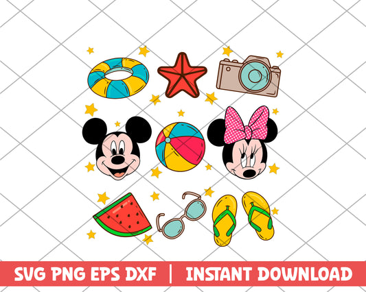 Mickey and minnie summer day disney svg