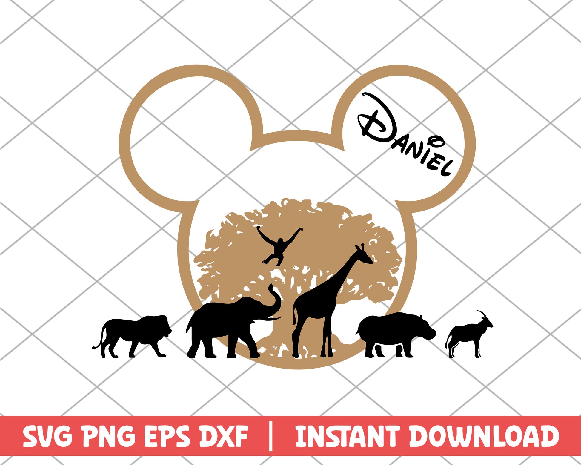 Mickey animal kingdom daniel disney svg