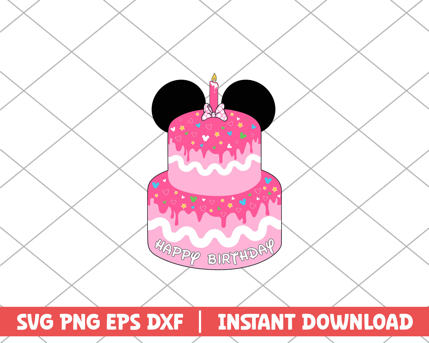 Mickey birthday cake pink disney svg 