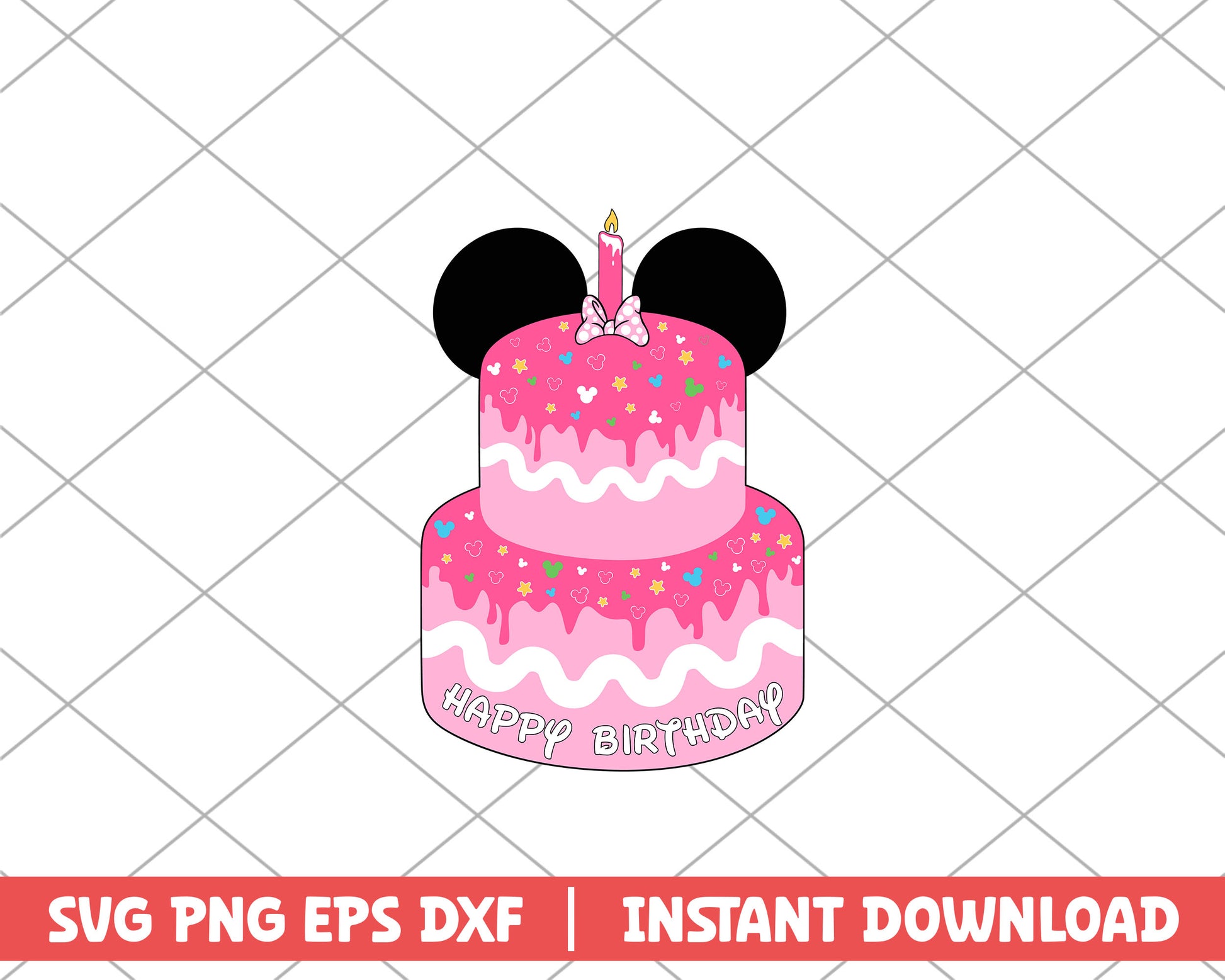 Mickey birthday cake pink disney svg 