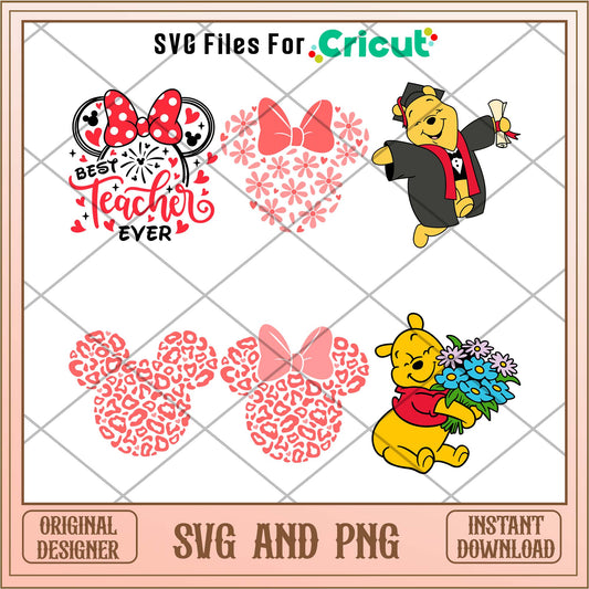 Disneyland Pooh logo and Mickey head svg bundle