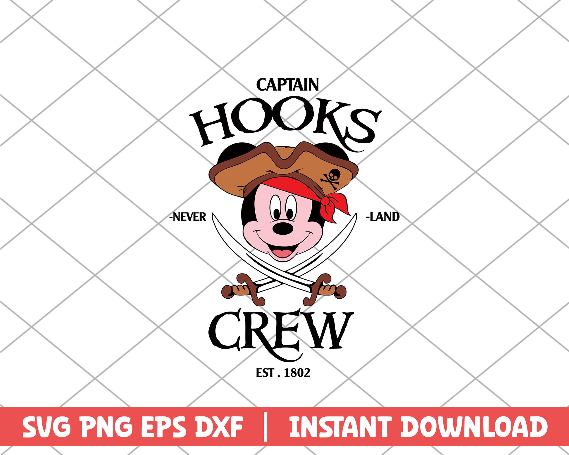 Mickey captain hooks crew disney svg