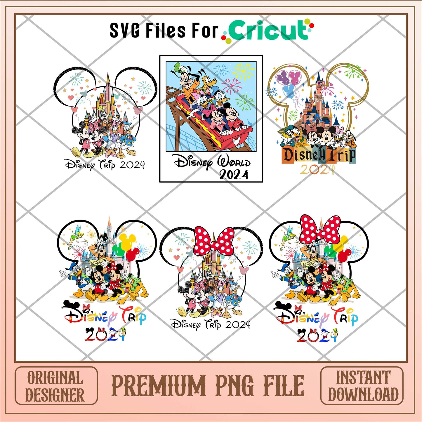 Mickey head Disney trip 2024 png bundle