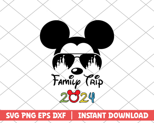 Mickey glasses family trip 2024 disney svg