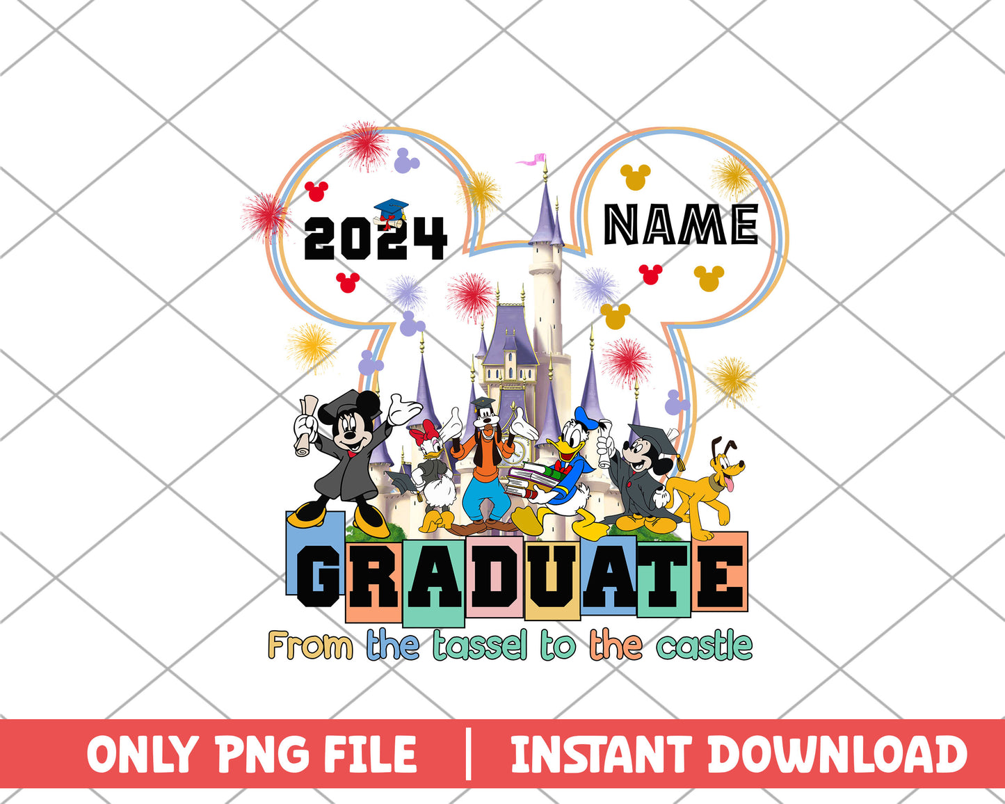 Mickey graduate from the tassel to the castle name png