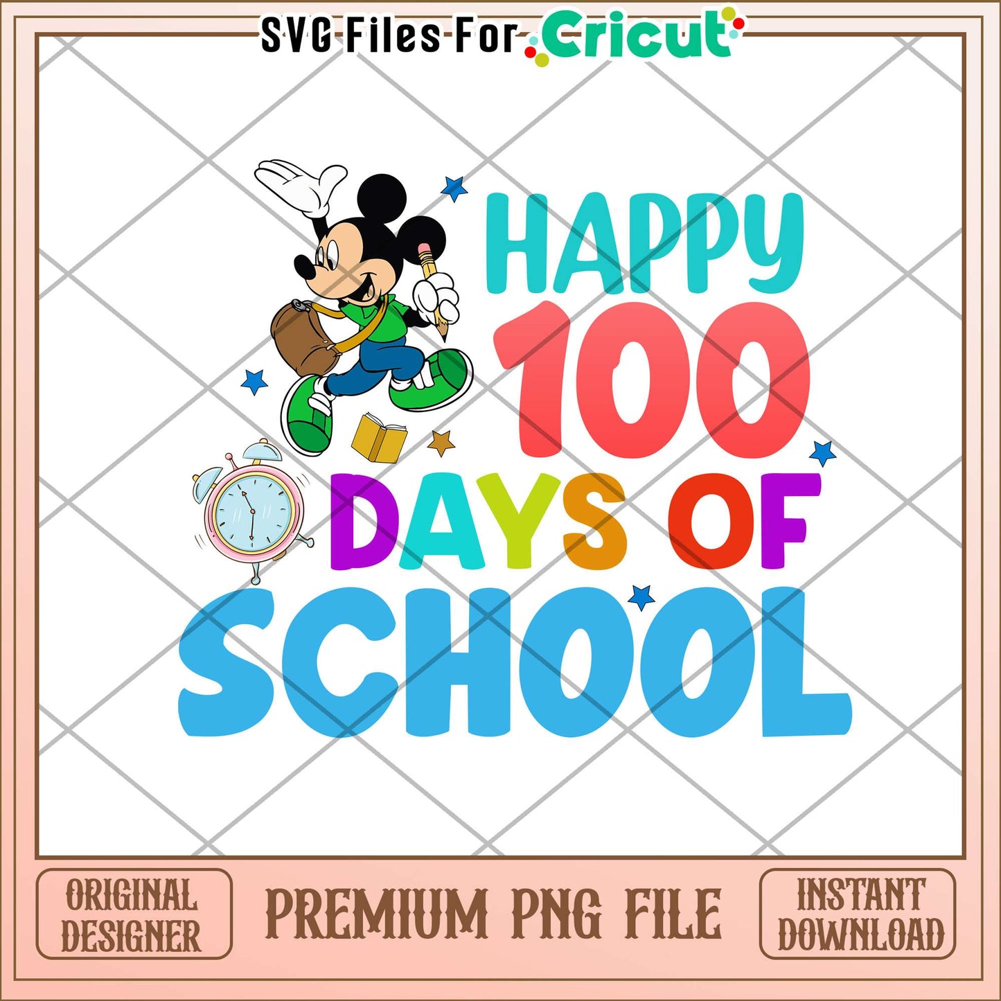 Mickey happy 100 days of school png, disney characters png