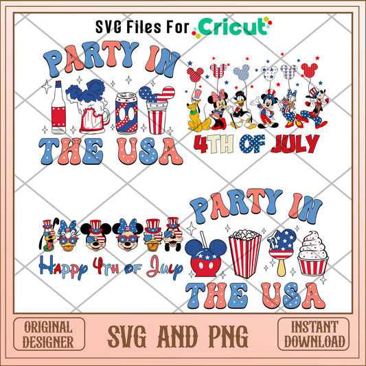 Mickey and friends happy 4th of july svg bundle 