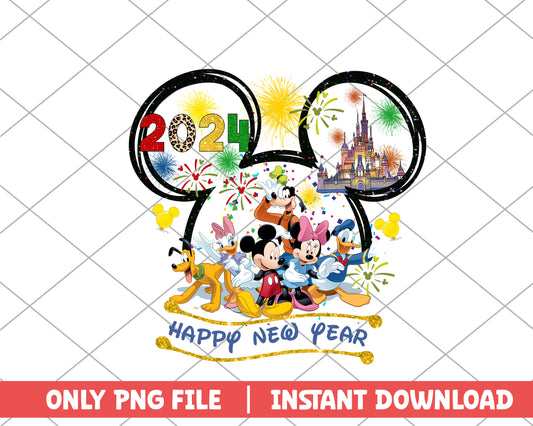 Mickey happy new year 2024 disney png 