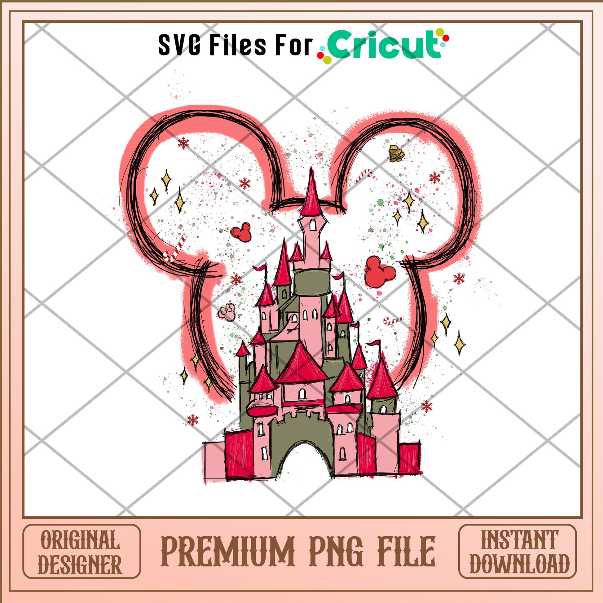 Mickey head christmas casle png, mickey mouse png, christmas png