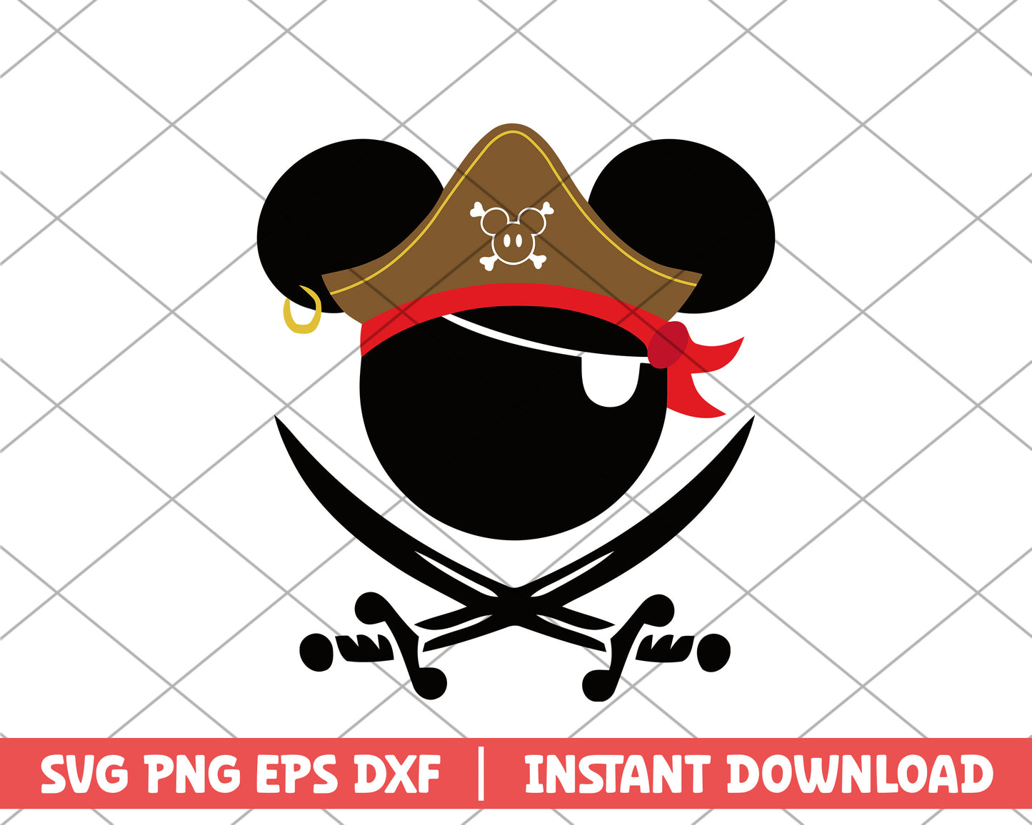 Mickey head pirate disney svg
