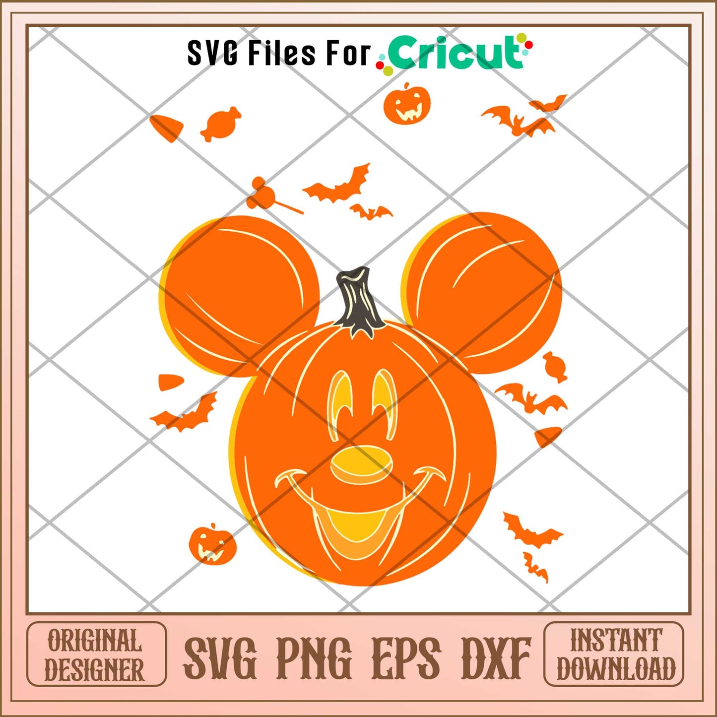 Mickey head pumpkin halloween design svg, Disney characters svg, Digital Download