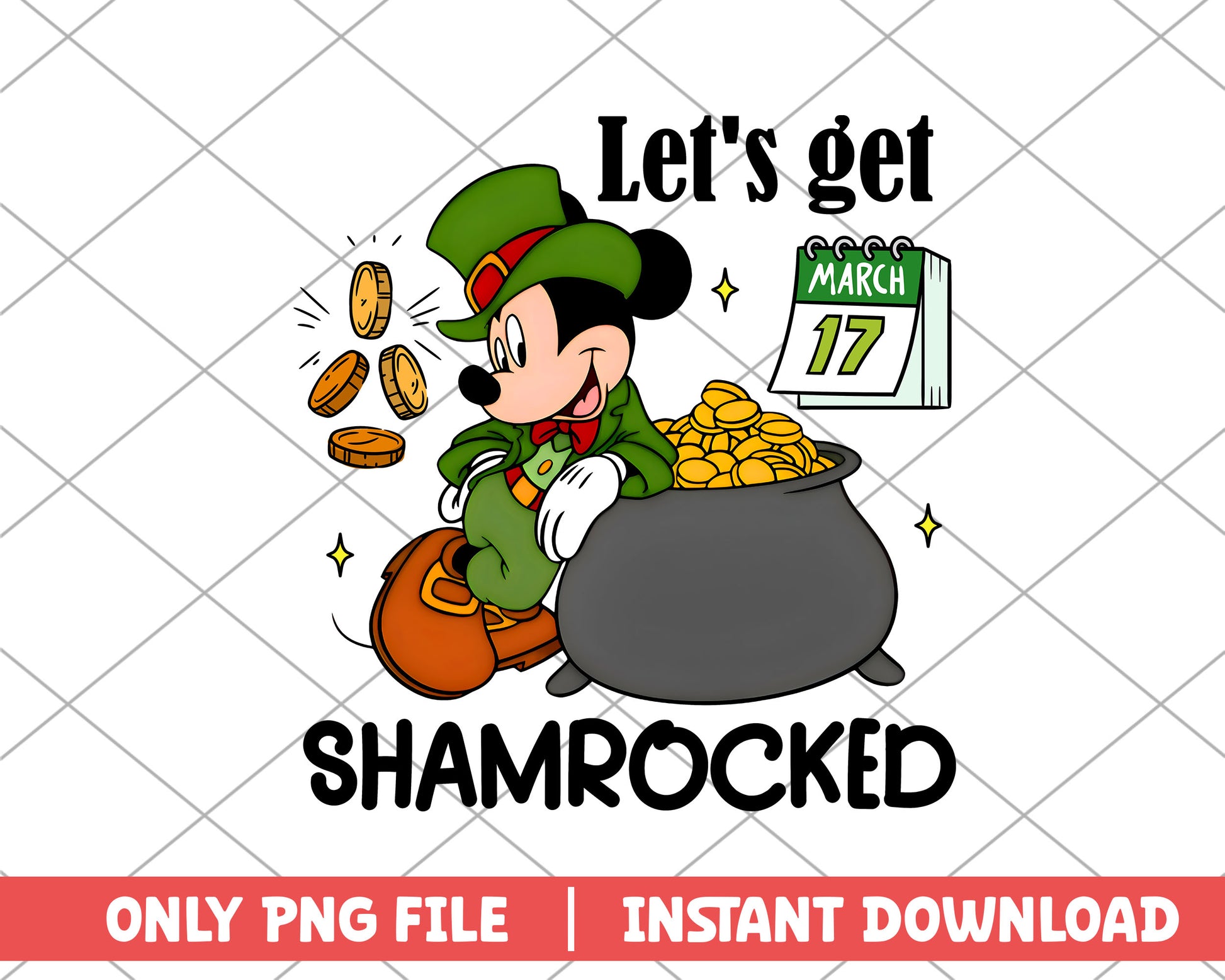 Mickey let's get shamrocked  st.patrick day png 