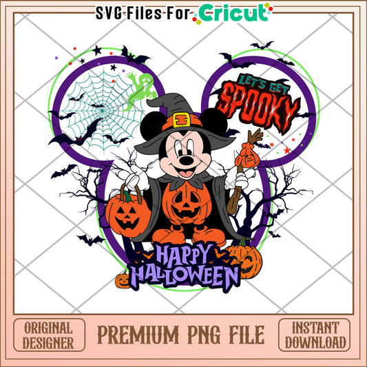 Mickey lets get spooky png, trick or treat png, halloween wallpaper​ png
