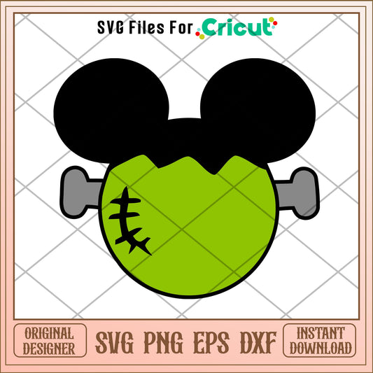 Mickey mouse Frankenstein head  svg, Disney characters svg, Digital Download