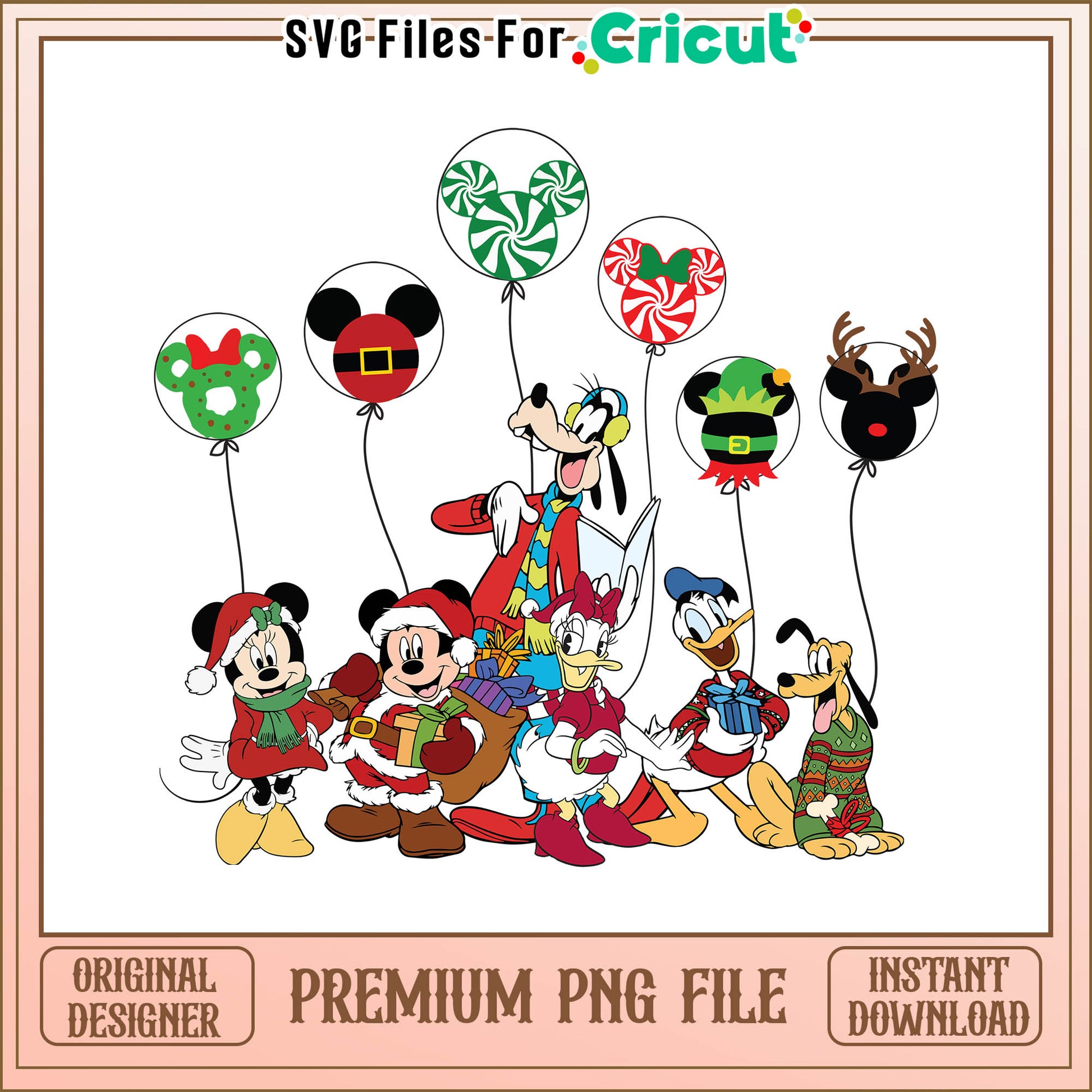 Mickey mouse balloon merry christmas png, mickey mouse christmas decor​​ png