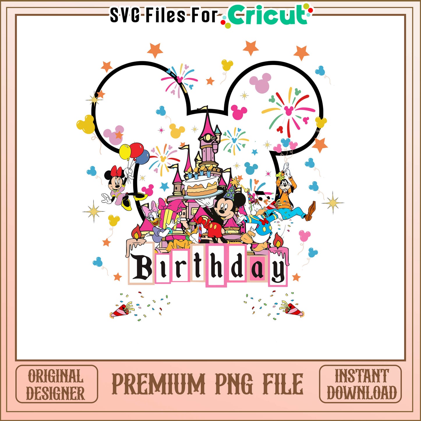 Mickey mouse castle brithday custom png, custom mickey head brithday png​