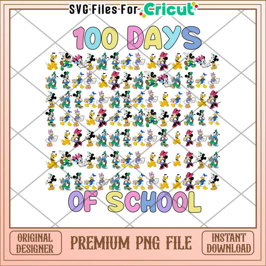 Mickey mouse characters 100 days of school png, disney png