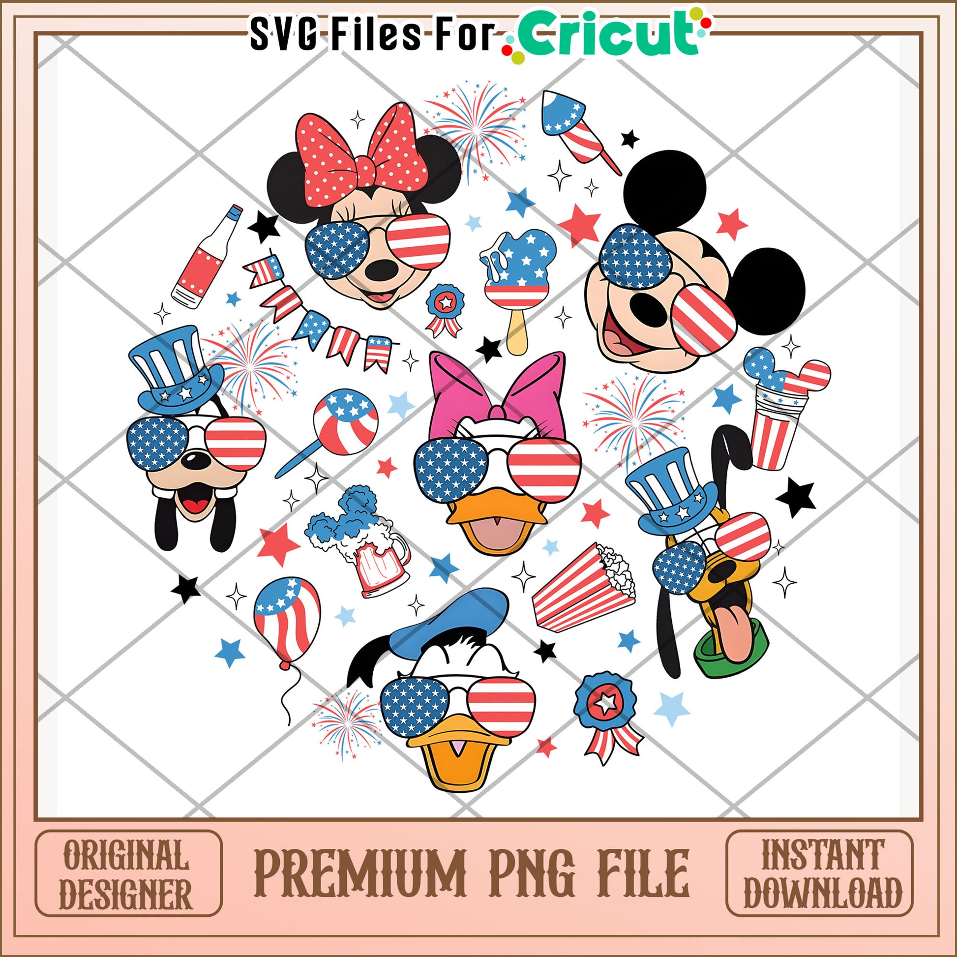 Mickey mouse characters characters png, 4th of july design png, freedom day png