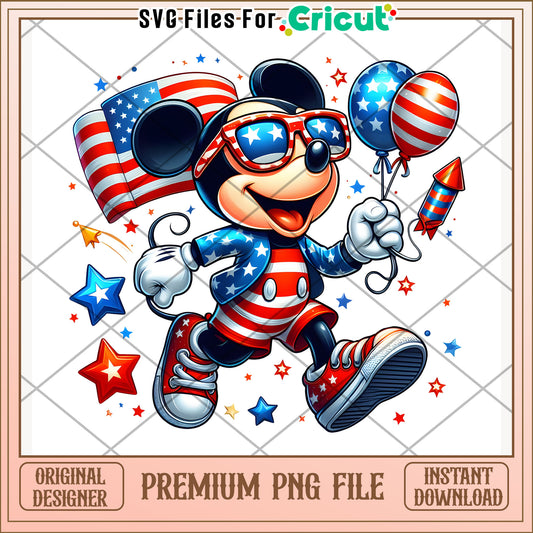 Mickey mouse cute character png, independence day png, 4th of july png